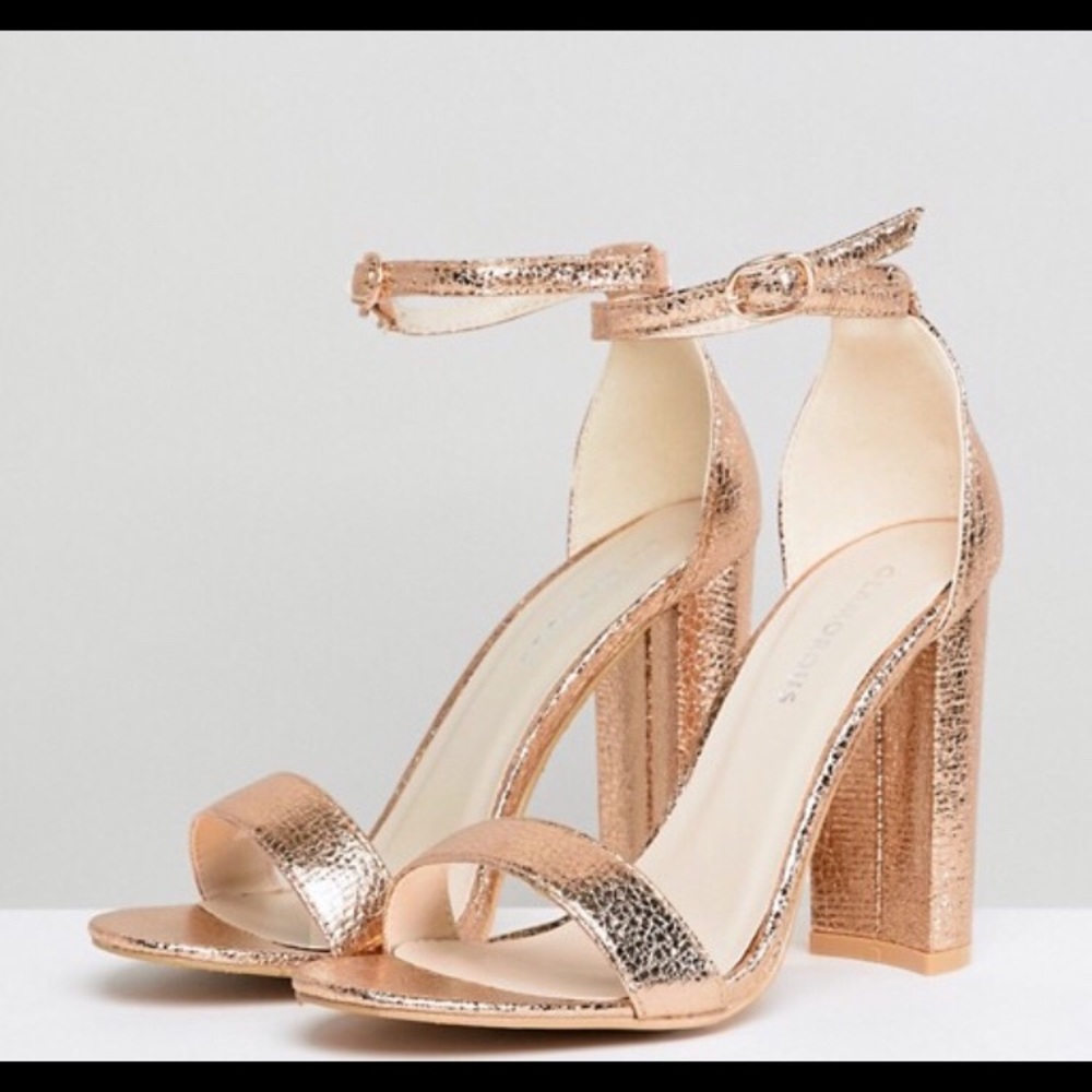 Rose gold glamorous open toe heels